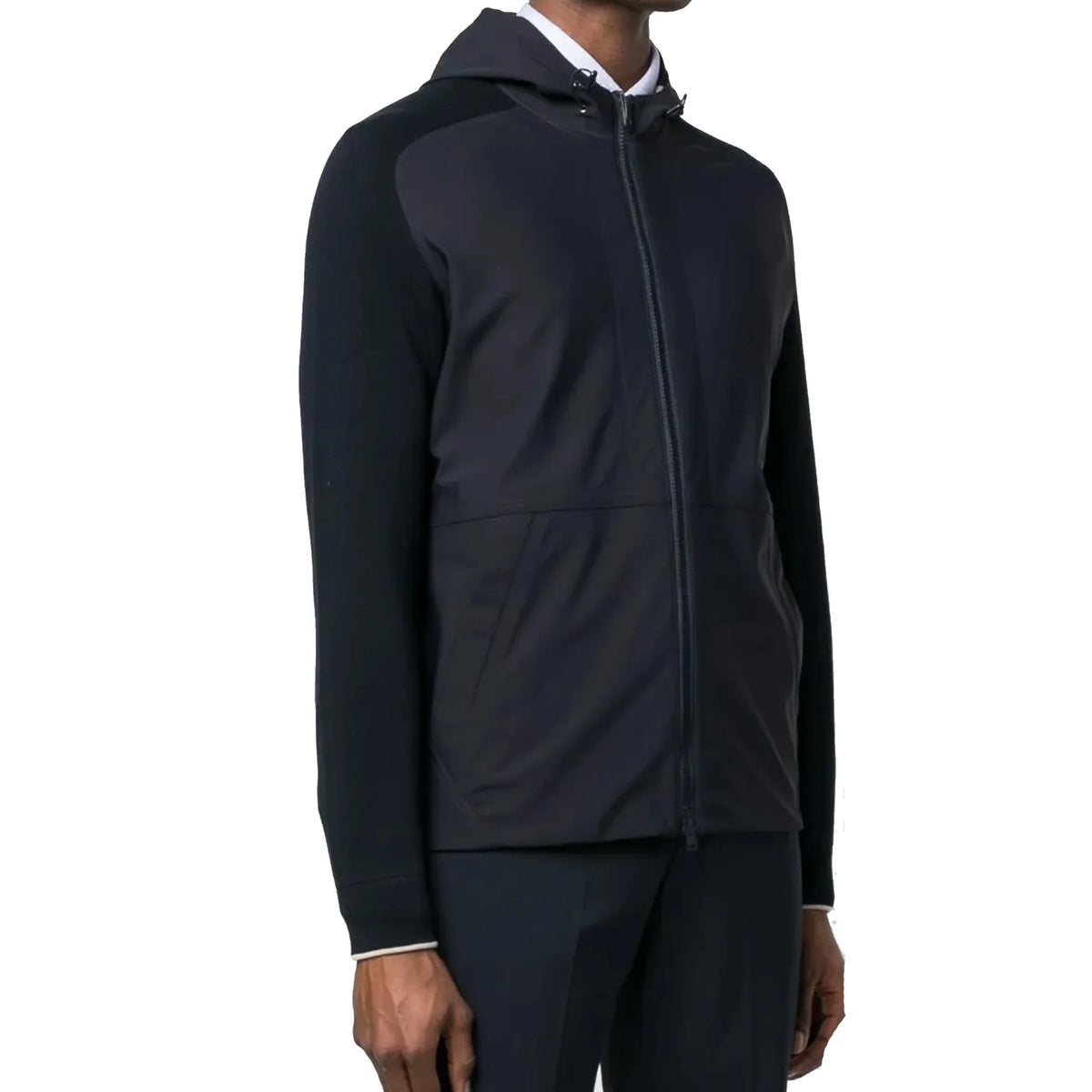 Herno Knit-Sleeve Hooded Jacket