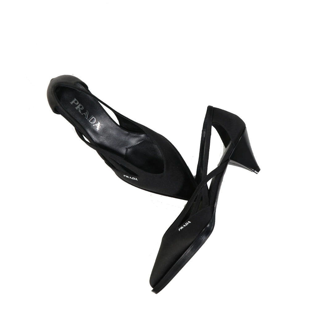 Prada 55mm Cut-Out Satin Pumps