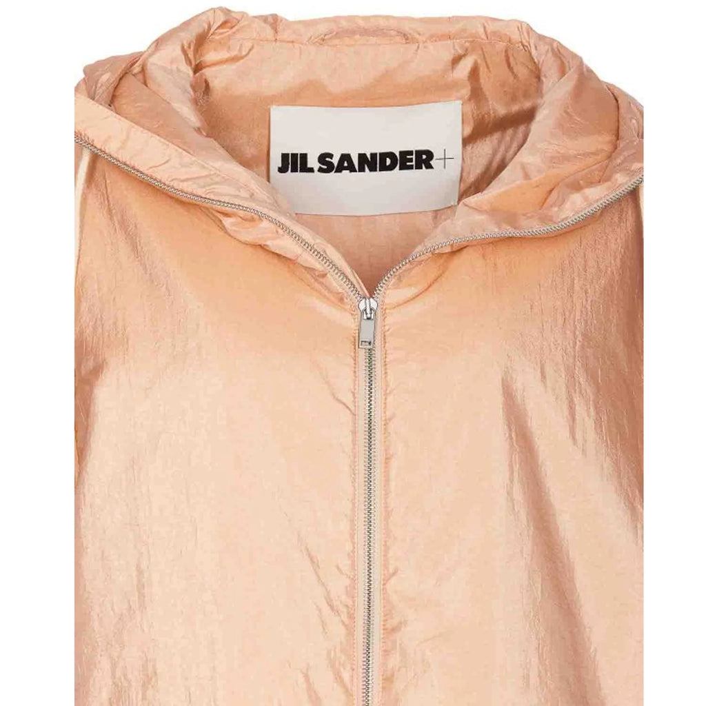Jil Sander Blend Silk Zip-Up Hooded Jacket