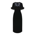 Fendi Fur Trim Velvet Midi Dress