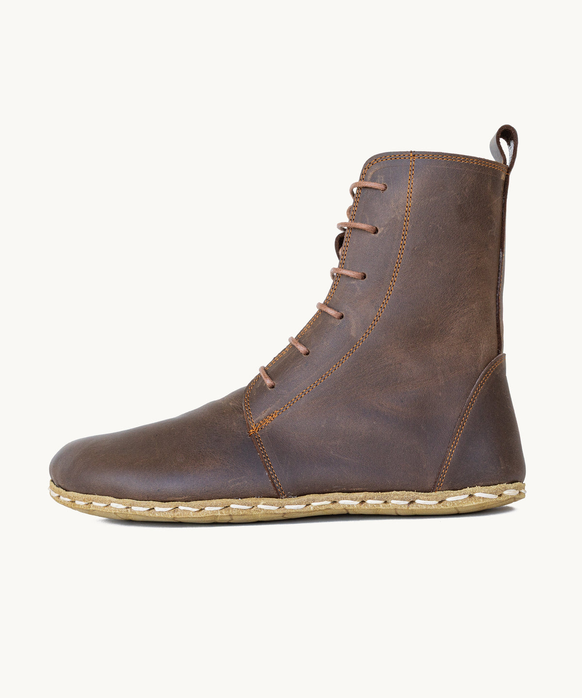 Earth men's tall lace-up boot — wide toe box, zero-drop barefoot last
